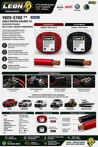 CABLE BATERIA CALIBRE 1/0 SERVICIO PESADO (ROLLO c/10 mt.)