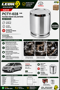 PISTON F.D. HO2022 Ø: 40.40 mm A: 45.80 mm TOYOTA SIENNA 3.5L 10-11, 8500  D1391 R.T.