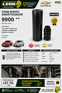GOMA REBOTE AMORTIGUADOR G.M. CHEVY, CORSA 94-05 TRASERO C/CUBREPOLVO (90223012 2785001)