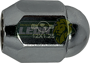 TUERCA CROMADA PLACACERO NISSAN, DATSUN 12x1.25 mm LL. 19 mm (3/4) “TIPO ESFERA”