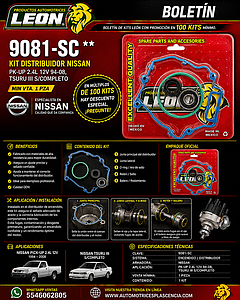 KIT DISTRIBUIDOR NISSAN PK-UP 2.4L 12V 94-08, TSURU III S/COMPLETO