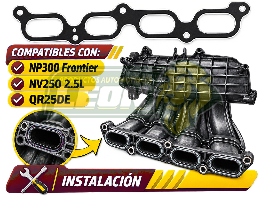 JUNTA MULTIPLE ADMISION NISSAN NV350 4C 2.5L 19-25, NP300 4C 2.5L 16-25, NP300 FRONTIER 4C 2.5L 16-25, NV250 4C 2.5L 19-25 QR25DE (14035ET80A) (LAMINADA)