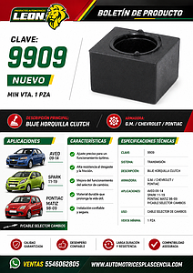 BUJE HORQUILLA CLUTCH G.M. AVEO 09-14, SPARK 11-19, PONTIAC MATIZ 98-09 (P/CABLE SELECTOR CAMBIOS) LEÓN