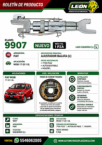 AJUSTADOR BALATA (L) FIAT MOBI 17-20 1.0L 7Y55 F533 “AUTOAJUSTABLE” HO429FL
