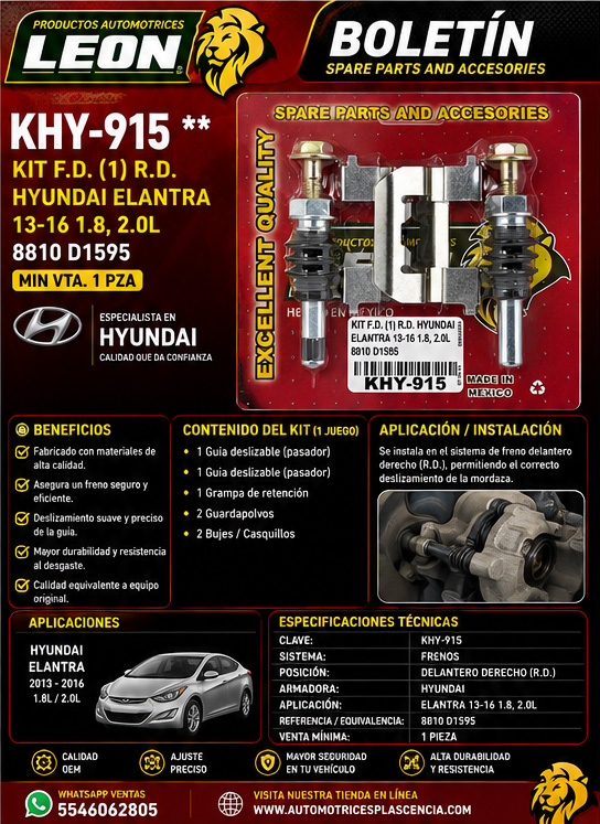 KIT F.D. (1) R.D. HYUNDAI ELANTRA 13-16 1.8, 2.0L 8810 D1595