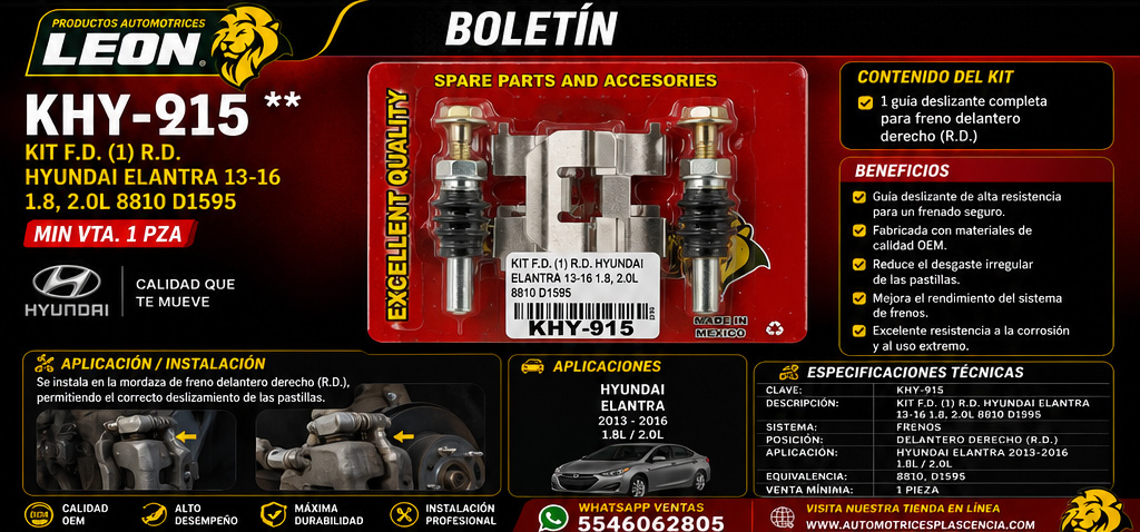 KIT F.D. (1) R.D. HYUNDAI ELANTRA 13-16 1.8, 2.0L 8810 D1595