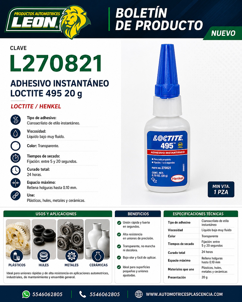 ADHESIVO INSTANTANEO LOCTITE 495 20g 