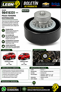 POLEA TENSORA DISTRIBUCION G.M. SPARK 1.2L 11-20, BEAT 1.2L 18-20