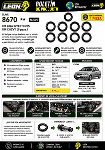 KIT LIGA INYECTORES GM CHEVY (9 pzas.)