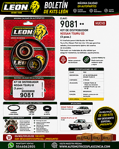 KIT DISTRIBUIDOR NISSAN PK-UP 2.4L 12V 94-08, TSURU III (3 pzas.)
