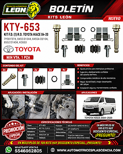 KIT F.D. (1) R.D. TOYOTA HIACE 04-20 7Y30 F274, 8455 D1344, 8455A D2104, 8552 D1434 KC653