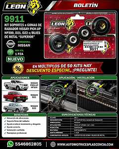 KIT SOPORTES o GOMAS DE RADIADOR NISSAN PICK-UP NP300, D21, D22 c/BUJES DE METAL “SUPERIOR”
