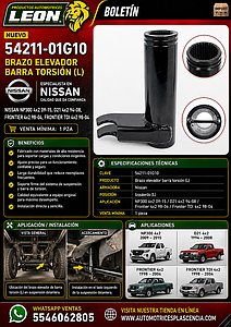 BRAZO ELEVADOR BARRA TORSION (L) NISSAN NP300 4x2 09-15, D21 4x2 94-08, FRONTIER 4x2 98-04, FRONTIER TDI 4x2 98-04