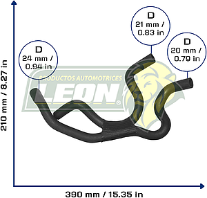 MANGUERA CALEFACCION VW GOLF A4 1.8L 00-06, JETTA  A4 1.8L 00-05, AUDI TT L4 1.8L 00-06, TT QUATTRO L4 1.8L 00-02 (ENTRADA-SALIDA, S/CONECTORES) (1J0121156AG, 1J0121156AT, 1J0121156AN) Ø: 18 mm, L: 200x350 mm