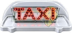 COPETE TAXI TRANSPARENTE DOBLE VISTA c/IMAN Y LUZ LED (28 LEDS POR LADO) (ESPECIFICAR COLOR ROJO, BLANCO O AZUL)