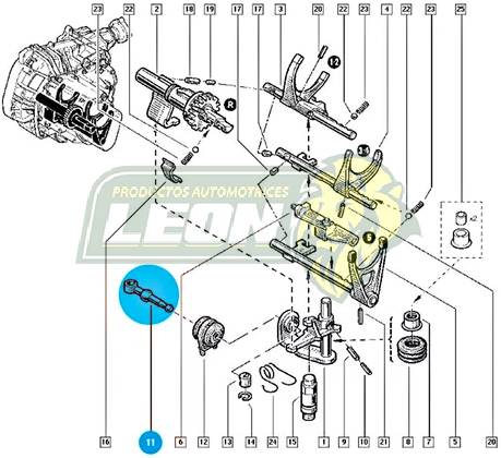 KIT HUESO PALANCA VELOCIDADES o VARILLA SELECTORA MAROMA NISSAN PLATINA 00-09, RENAULT CLIO 00-09, KANGOO 98-13 (7700875584, 500-013)