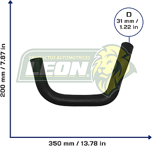 MANGUERA RAD. SUP. TOYOTA TACOMA L4 2.4L 95-00, 4RUNNER L4 2.7L 96-00, FORD TAURUS V6 3.0L 96-00, MERCURY SABLE V6 3.0L 96-00 (94021508, 94022589) Ø: 30 mm L: 230x350 mm, LONGITUD: 600 mm