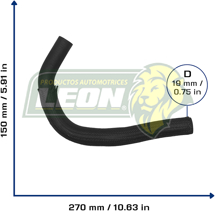 MANGUERA CALEFACCION G.M. CHEVY 1.6L 09-13 (A VALVULA) (93310722) Ø: 19 mm, L: 150x270 mm, LONGITUD: 410 mm