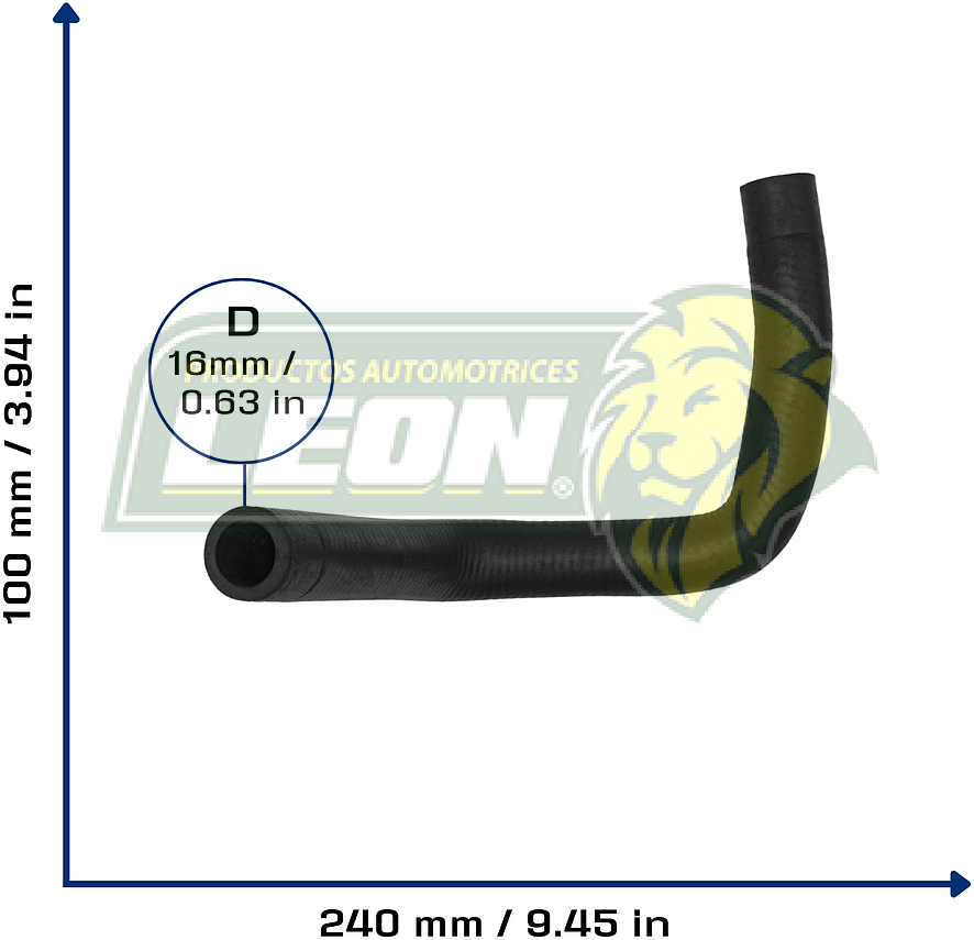 MANGUERA CALEFACCION NISSAN TSURU II L4 1.6L 87-91 (TUBO A MOTOR) (92411Y02G0, 98411Y02G0) Ø: 16 mm, L: 100x240 mm, LONGITUD: 350 mm