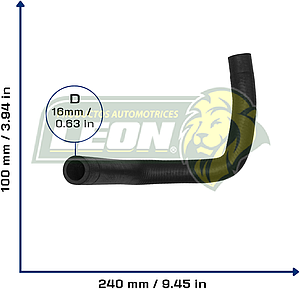 MANGUERA CALEFACCION NISSAN TSURU II L4 1.6L 87-91 (TUBO A MOTOR) (92411Y02G0, 98411Y02G0) Ø: 16 mm, L: 100x240 mm, LONGITUD: 350 mm