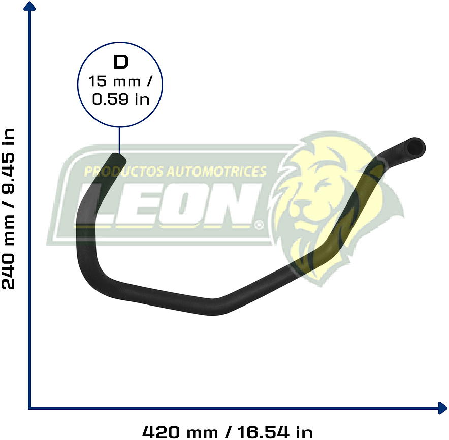 MANGUERA CALEFACCION NISSAN TSURU III L4 1.6L 92-96 (DELANTERA A TUBO) (92410Y02G0) Ø: 16 mm, L: 260x410 mm, LONGITUD: 800 mm