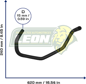 MANGUERA CALEFACCION NISSAN TSURU III L4 1.6L 92-96 (DELANTERA A TUBO) (92410Y02G0) Ø: 16 mm, L: 260x410 mm, LONGITUD: 800 mm