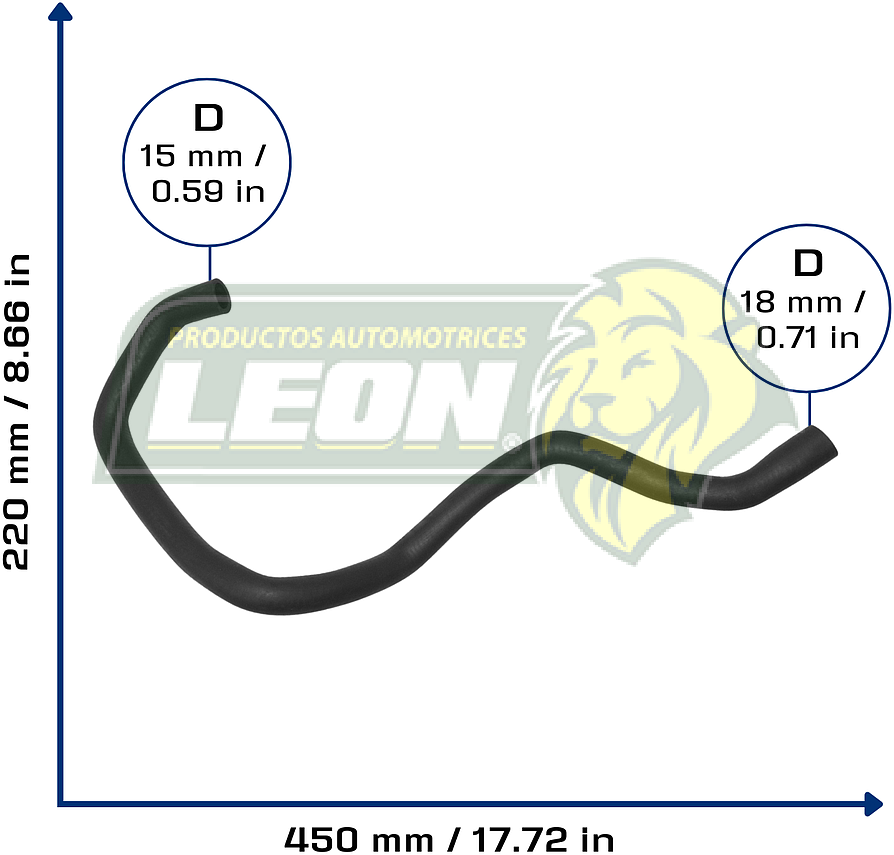 MANGUERA REFRIG. RENAULT FLUENCE L4 2.0L 11-17 (A DEPOSITO DE ANTICONGELANTE) (217410022R) Ø: 18 mm, L: 200x450 mm, LONGITUD: 78 mm