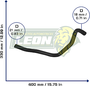 MANGUERA CALEFACTOR FORD FOCUS L4 2.0L 12-18 (R) (1720061) Ø: 740 mm, L: 280x450 mm, LONGITUD: 740 mm