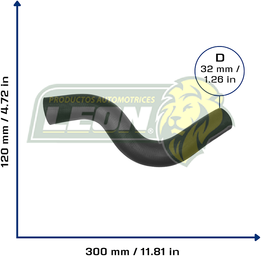 MANGUERA RAD. SUP. TOYOTA COROLLA L4 1.8L 84-85, 4RUNNER L4 2.4L 85-95, PICK-UP L4 2.4L 84-95 G.M. TRACKER L4 2.0L 99-08 (4546697, 4546726, 10346652, 10363796, 15286587, 22682479, 52408557, 1657262010, 2541128251) Ø: 32 mm, L: 120x300 mm, LONGITUD: 320 mm
