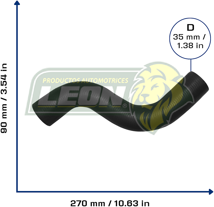 MANGUERA RAD. INF. TOYOTA LAND CRUISER L6 4.5L 93-97 (167166030) Ø: 35 mm, L: 100x280 mm, LONGITUD: 310 mm