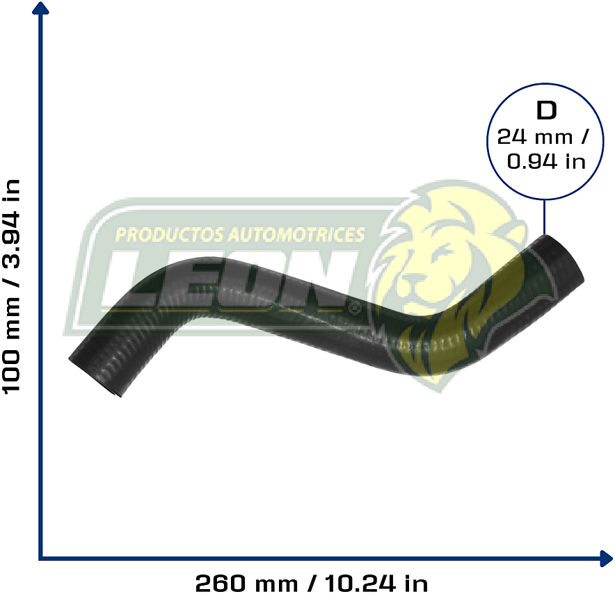 MANGUERA RAD. SUP. TOYOTA PASEO L4 1.5L 92-95, TERCEL L4 1.5L 83-89, SUBARU OUTBACK H6 3.6L 2012, TRIBECA H6 3.6L 08-14 (1657111210, 1657111110) Ø: 26 mm, L: 80x260 mm, LONGITUD: 290 mm