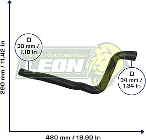 MANGUERA RAD. INF. VW EUROVAN L5 2.5L 01-05 (S/AA, CARROCERIA LARGA) (7D0121049AQ) Ø: 30 mmx35 mm, L: 250x570 mm