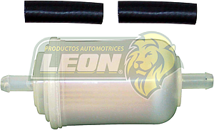 FILTRO GASOLINA UNIVERSAL GRANDE FORD, G.M., DODGE 3/8 CON MANGUERAS (PLASTICO)