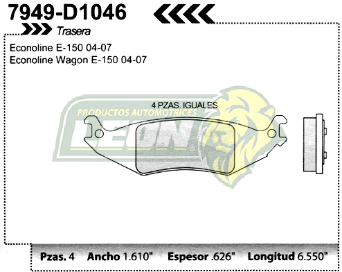 BALATA F.D. R.T. FORD E-150, E-250 ECONOLINE 03-06