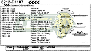 BALATA F.D. R.D. VW BORA 05-08, SEAT LEON 07-