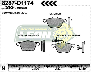BALATA F.D. R.D. VW EUROVAN DIESEL 06-09, EUROVAN 03