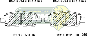 BALATA F.D. R.T. NISSAN JUKE 11-15, 370Z 10-16, SENTRA 13-15, ALTIMA 10-15, MAXIMA 10-16, LEAF 11-15, INFINITI EX35 09-13, EX37 2013, FX35 10-12, FX37 2013, QX70 14-15, G25 11-12, G37 11-13, M35H 2012, M37 11-13, M56 11-13, Q70 14-15, Q70L 2015 GOLD