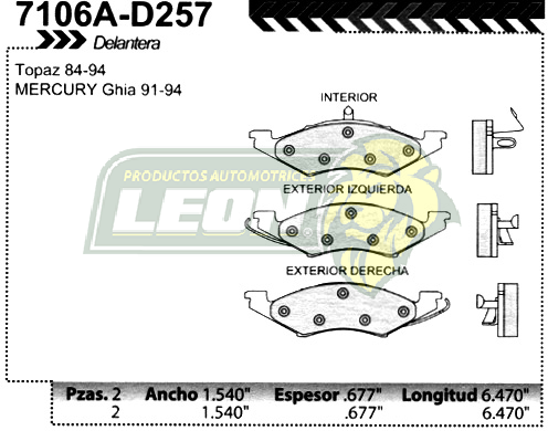 BALATA F.D. R.D. FORD GHIA 91-94, TOPAZ 84-94