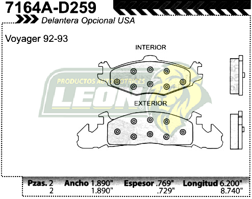 BALATA F.D. R.D. DODGE CARAVAN 84-93, VOYAGER 84-93