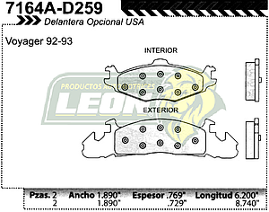 BALATA F.D. R.D. DODGE CARAVAN 84-93, VOYAGER 84-93