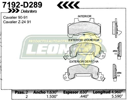 BALATA F.D. R.D. G.M. CAVALIER 90-95, CELEBRITY