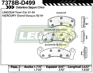 BALATA F.D. R.D. FORD GRAND MARQUIS 92-94, LINCOLN TOWN CAR 91-94