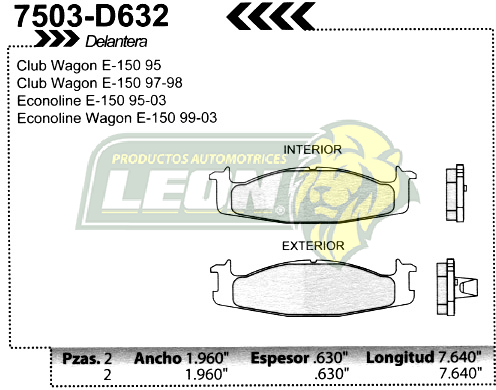 BALATA F.D. R.D. FORD F-150 94-96, CLUB WAGON E-150 94-03, ECONOLINE, BRONCO 94-96