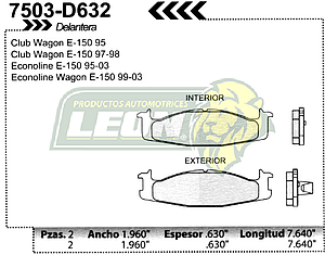 BALATA F.D. R.D. FORD F-150 94-96, CLUB WAGON E-150 94-03, ECONOLINE, BRONCO 94-96