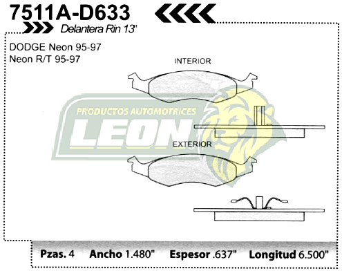 BALATA F.D. R.D. NEON RIN 13” 94-98
