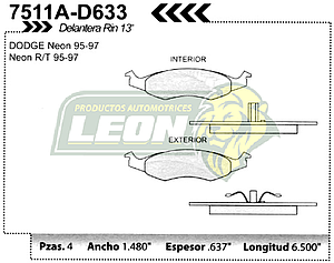 BALATA F.D. R.D. NEON RIN 13” 94-98