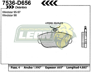 BALATA F.D. R.D. FORD WINDSTAR 95-00, SABLE