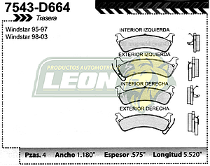 BALATA F.D. R.T. FORD WINDSTAR 95-03