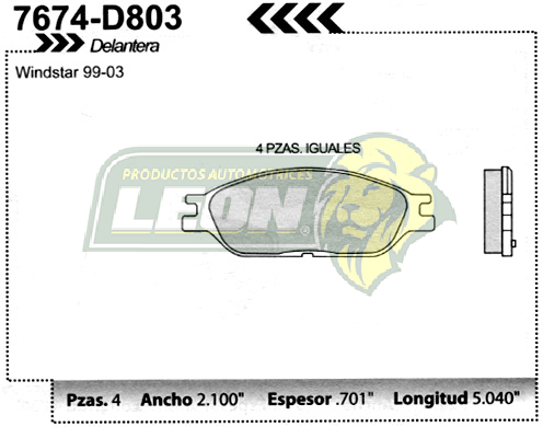 BALATA F.D. R.D. FORD WINDSTAR 99-03