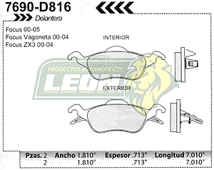 BALATA F.D. R.D. FORD FOCUS, FOCUS WAGON, ZX3 00-07
